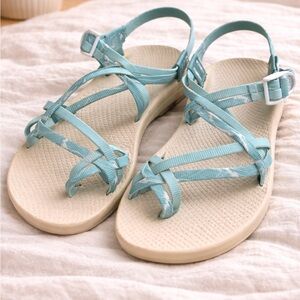 Chaco Sandals Womens Size 10 Light Blue Strappy Hiking Sandals Comfort Summery